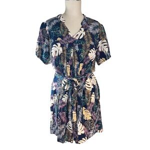 Cyer Vitz Maternity Breastfeeding Shirtdress Tropical Leaf Print Dress Sz S EUC